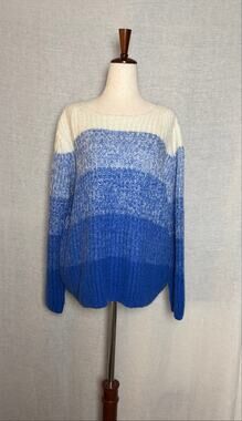 Coster Copenhagen Blue Ombre Striped Chunky Knit Colorblock Gradient Sweater
XL